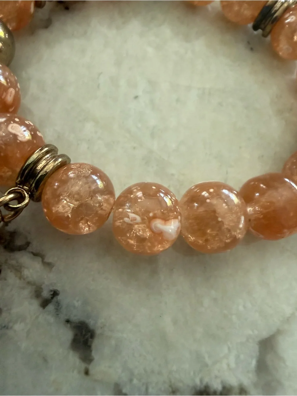 Handcrafted Charm Speckled Glass Beaded Bracelet Tassels elephant leaf‎ stretch